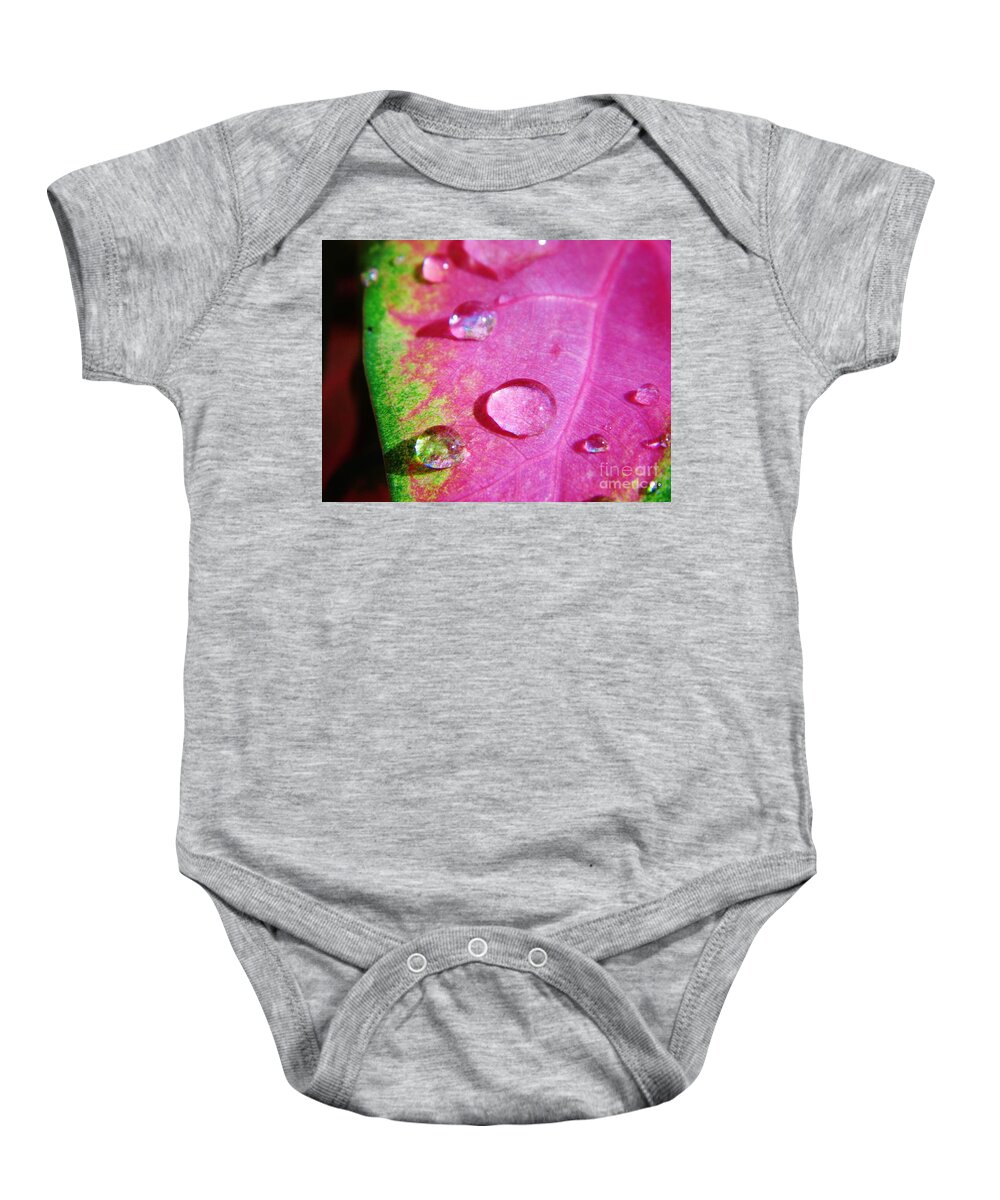 Colorful Baby Onesie featuring the photograph Raindrop On The Leaf by D Hackett