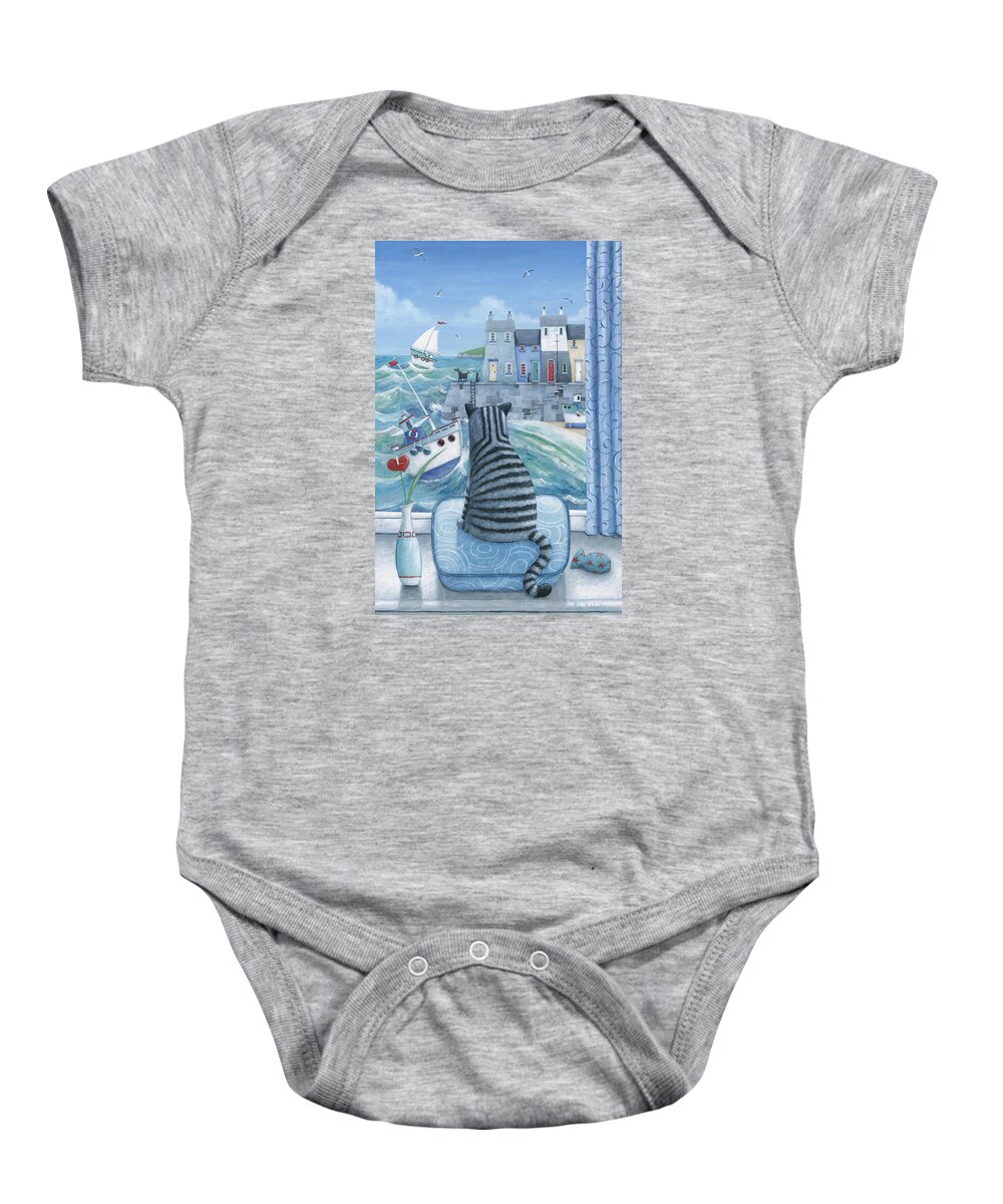 Peter Adderley Baby Onesie featuring the photograph Rather Mew by MGL Meiklejohn Graphics Licensing