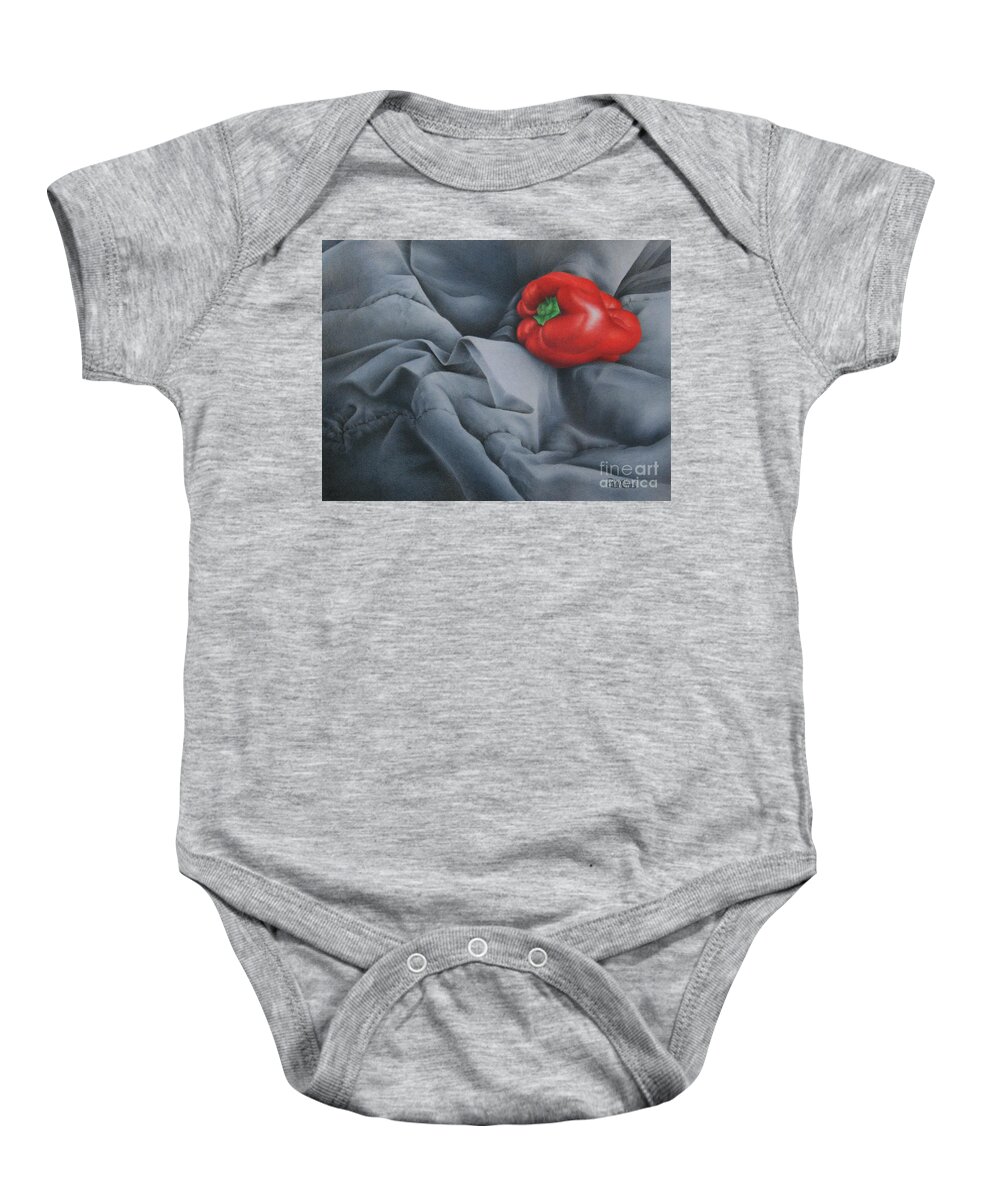 Red Baby Onesie featuring the drawing Rather Red by Pamela Clements