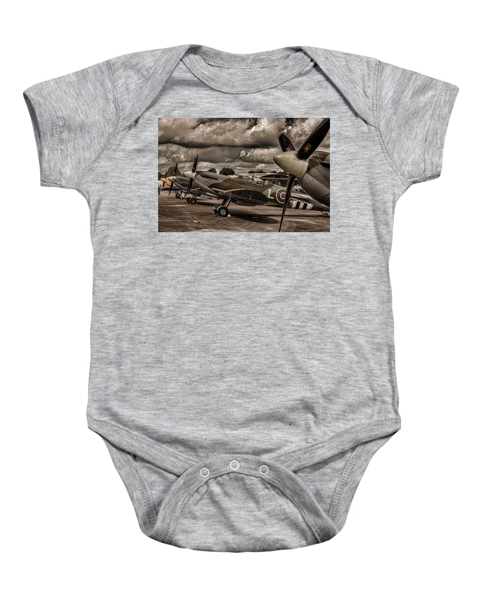 Duxford Baby Onesie featuring the photograph Ready For Action by Martin Newman