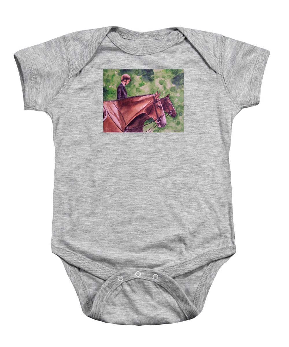 Hunter Baby Onesie featuring the painting Ready to Show by Kathy Laughlin
