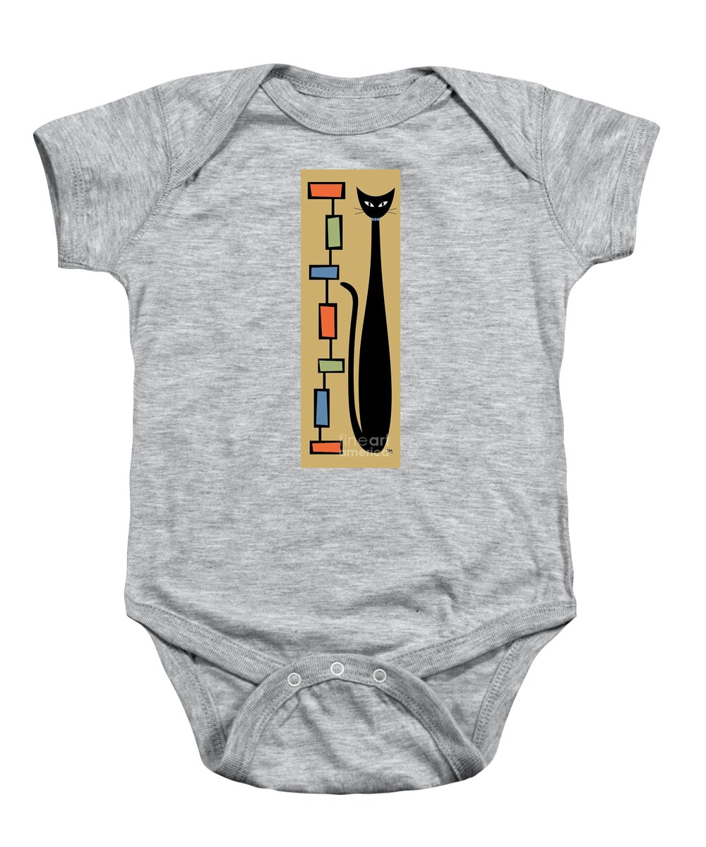 Mid Century Modern Baby Onesie featuring the digital art Rectangle Cat by Donna Mibus