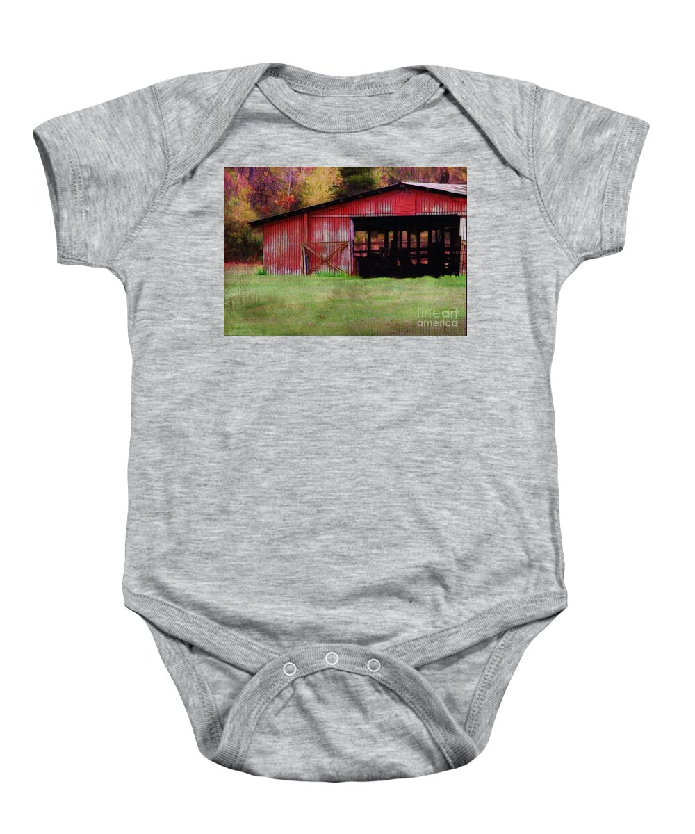 Barn Baby Onesie featuring the photograph Red Barn by Judi Bagwell
