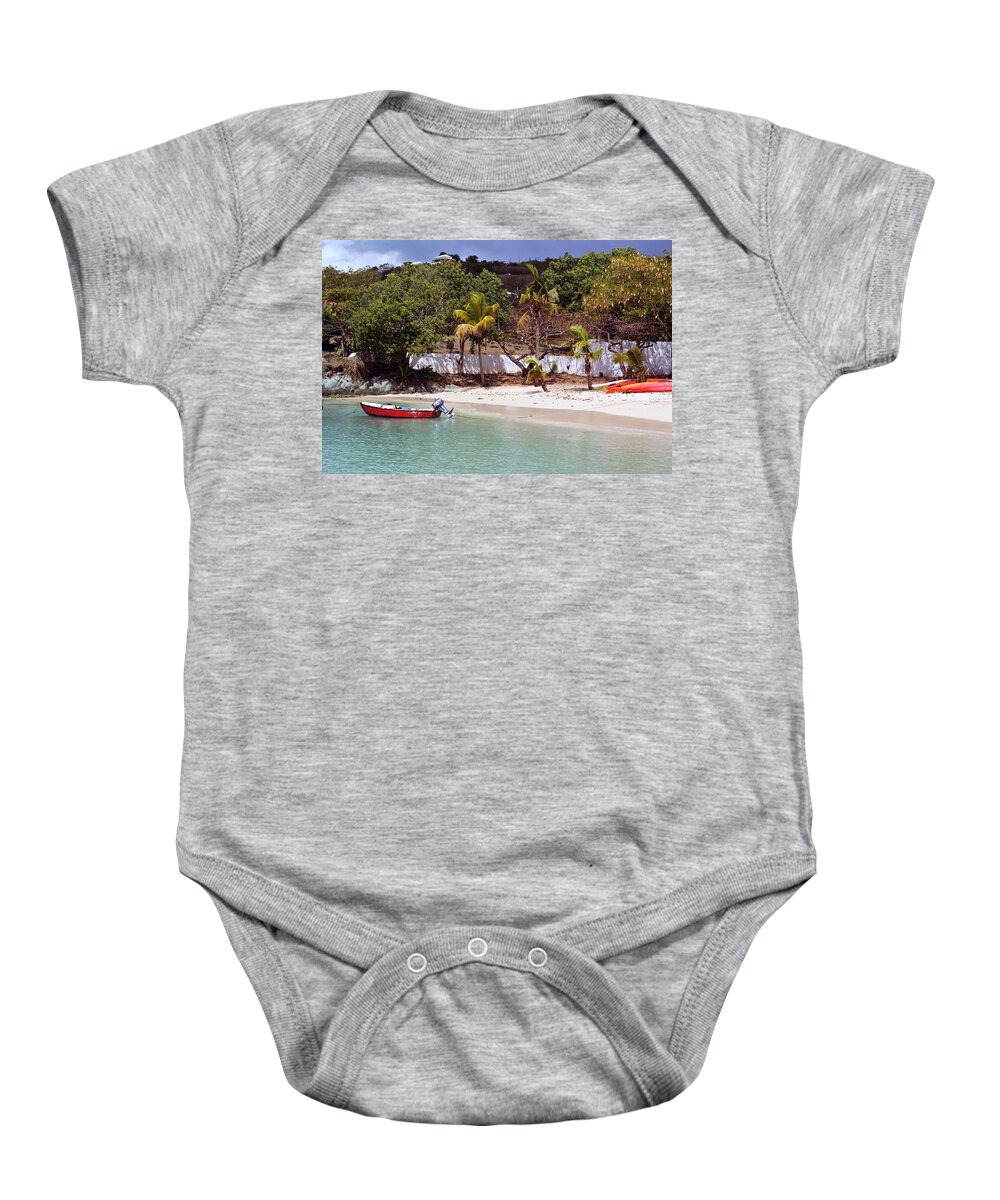 Red Baby Onesie featuring the digital art Red Boat by Michael Thomas