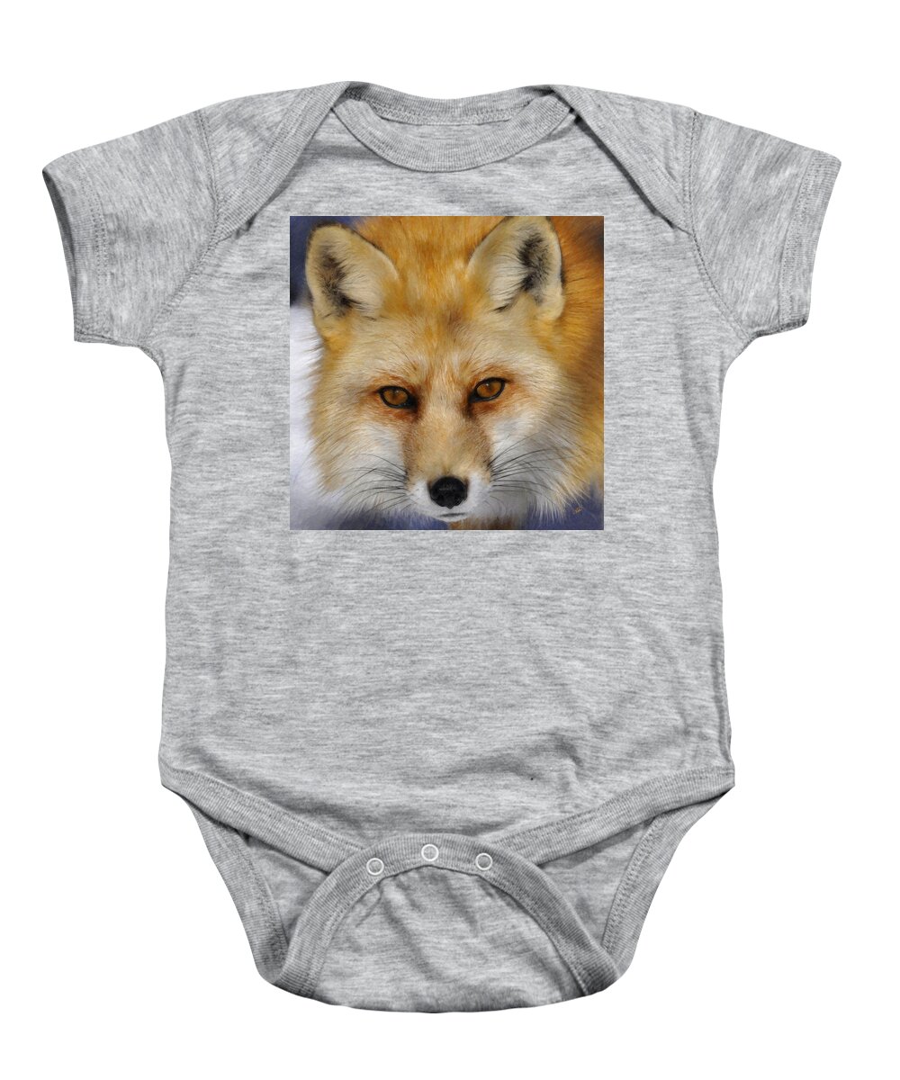 Red Fox Baby Onesie featuring the painting Red Fox by Dean Wittle