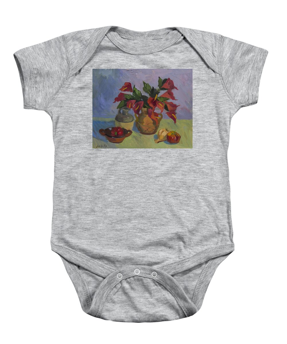 Still Life Baby Onesie featuring the painting Red Pepper by Diane McClary