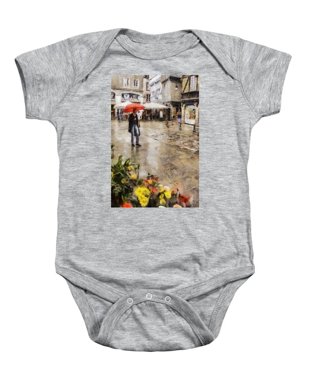 Red Baby Onesie featuring the photograph Red Umbrella by Nigel R Bell