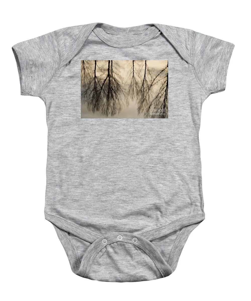 Landscape Baby Onesie featuring the photograph Reflections in black and grey by Adriana Zoon