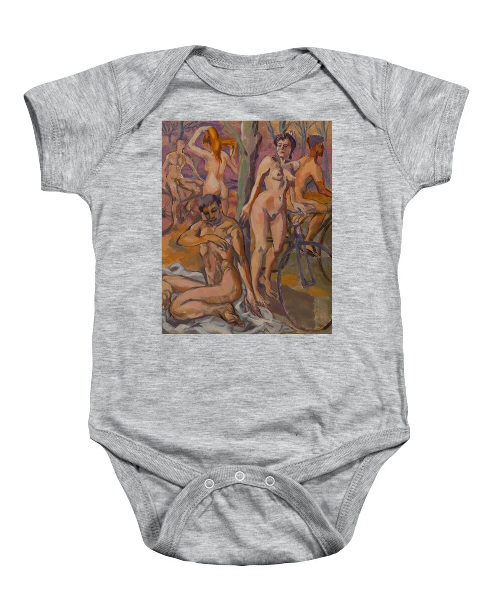 Rest Baby Onesie featuring the painting Rest break among rhododendrons by Peregrine Roskilly