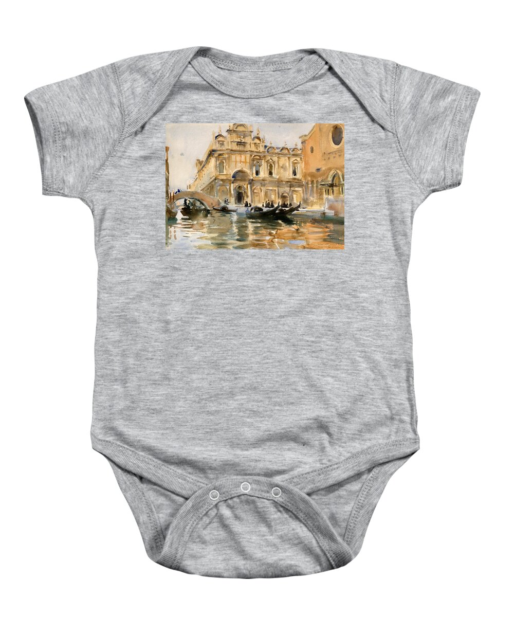 John Singer Sargent Baby Onesie featuring the drawing Rio dei Mendicanti. Venice by John Singer Sargent