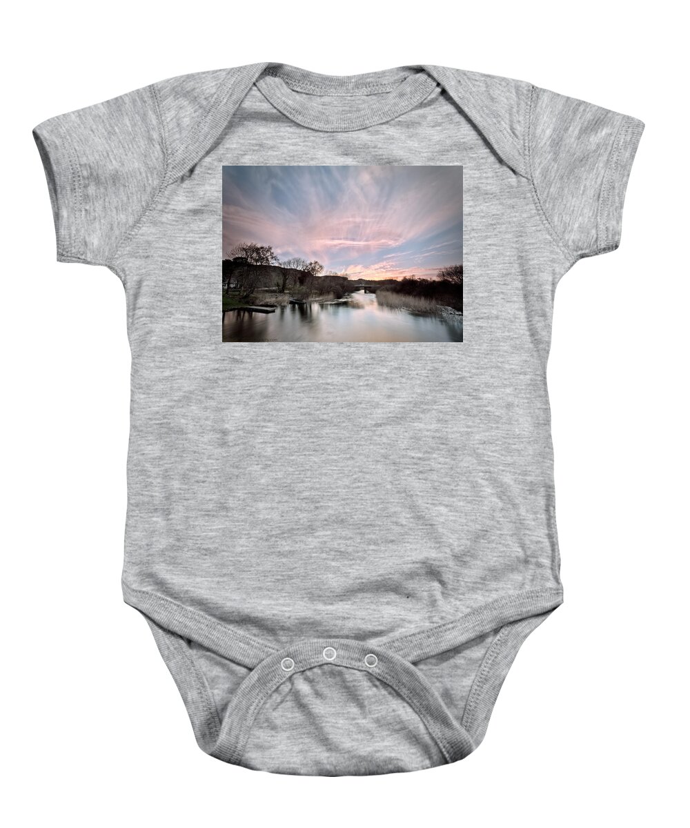 River Baby Onesie featuring the photograph River Sunset by B Cash