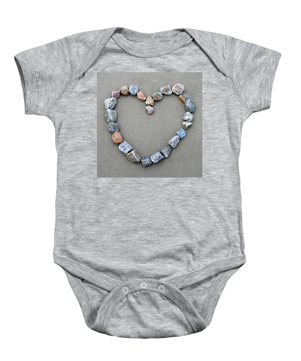Heart Baby Onesie featuring the photograph Rocks of Love by Liz Mackney