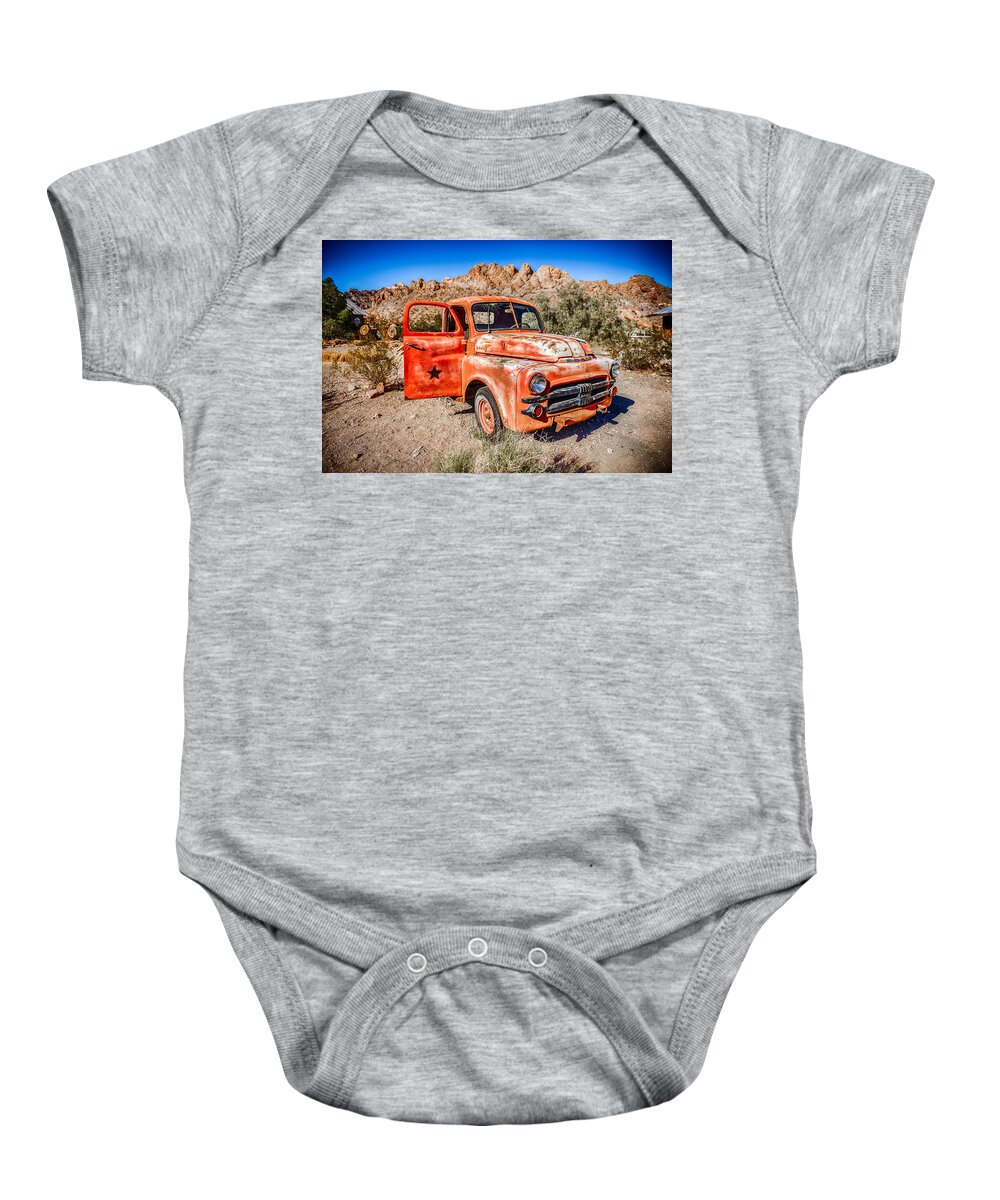 Rusted Baby Onesie featuring the photograph Rusted Classics - Job Rated by Mark Rogers