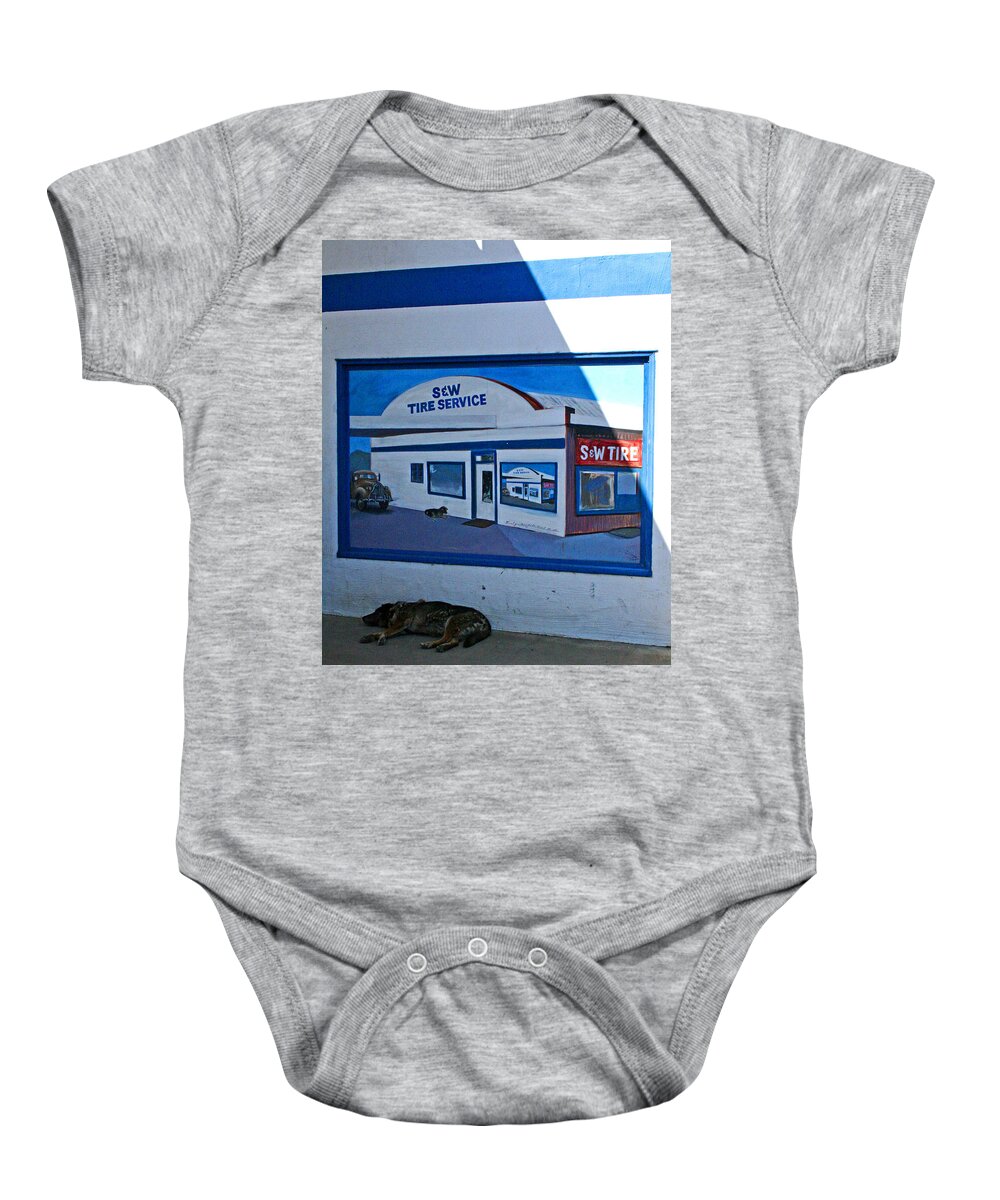 S & W Tire Service Baby Onesie featuring the photograph S and W Tire Service Mural by Joseph Coulombe