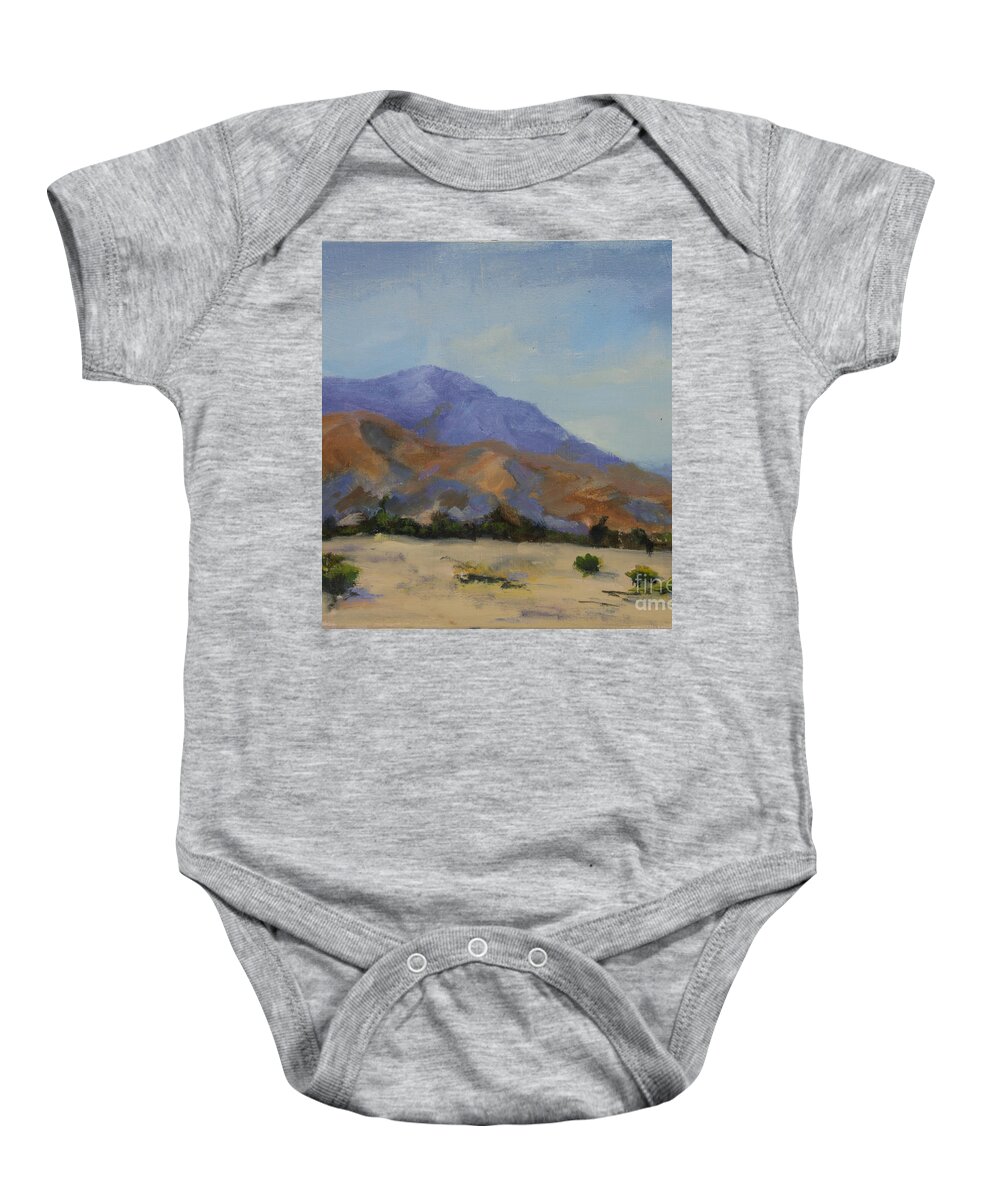 San Gorgonio Pass Baby Onesie featuring the painting Mt San Jacinta at Sunrise by Maria Hunt