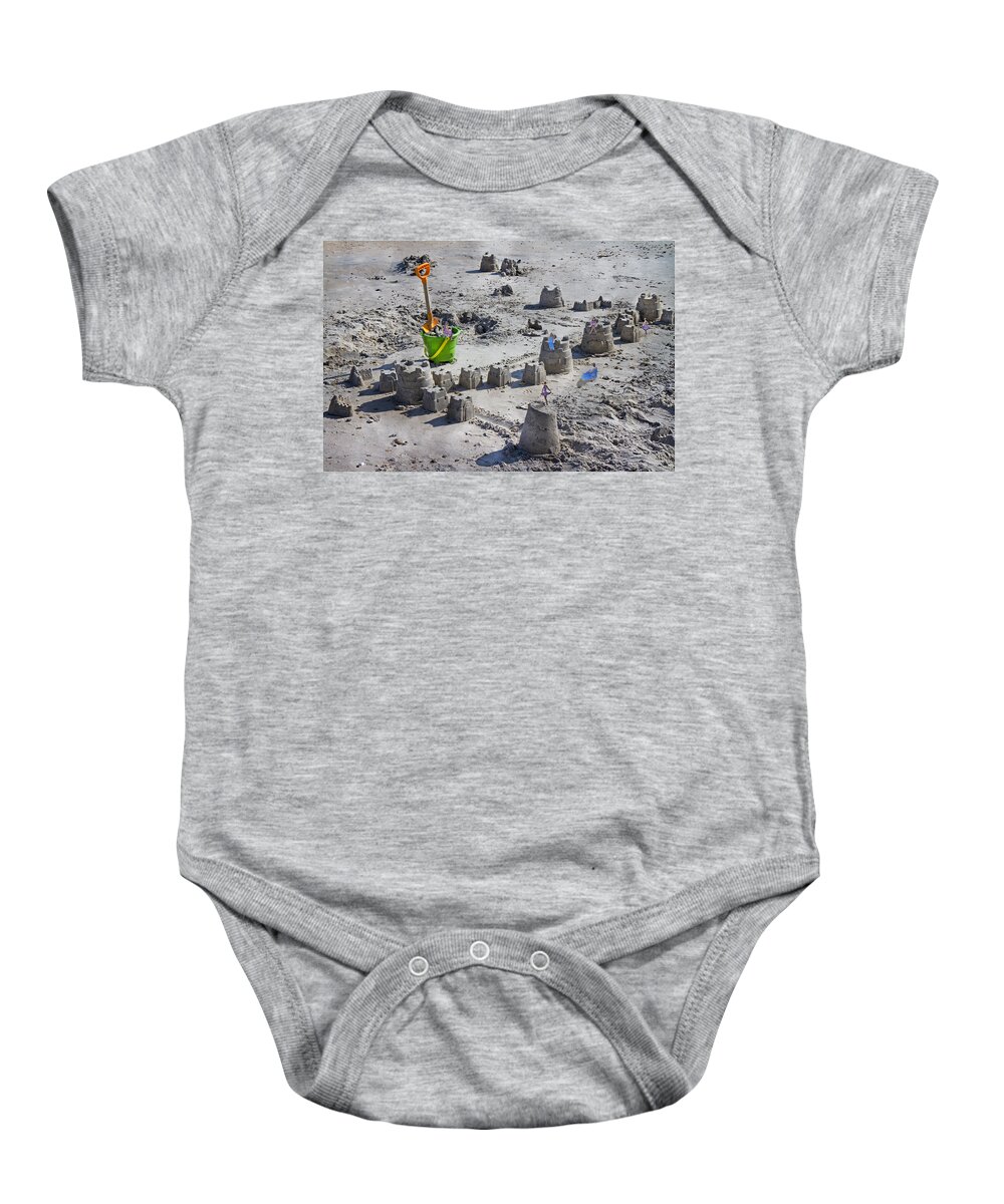 Sandcastle Baby Onesie featuring the digital art Sandcastle Squatters by Betsy Knapp