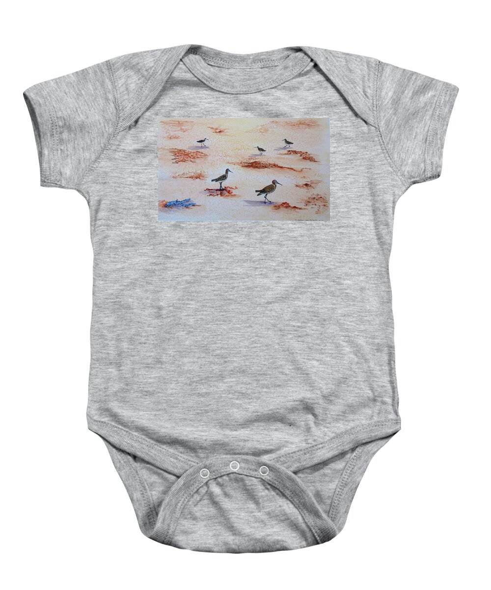 Art Baby Onesie featuring the painting Sandpipers on Sanibel by Ashley Goforth