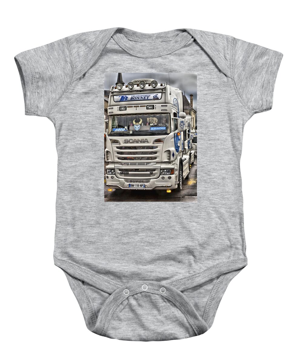 Cab Baby Onesie featuring the photograph Scania V8 R620 by Mick Flynn