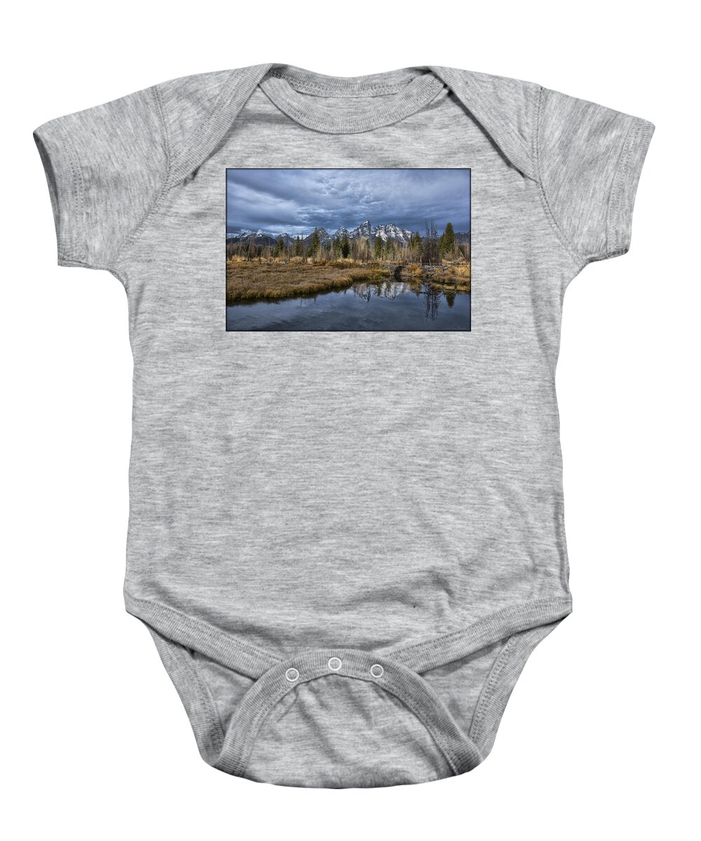 Grand Tetons Baby Onesie featuring the photograph Schwabachers Landing by Erika Fawcett