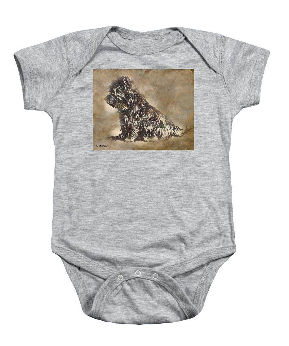 Scotty Baby Onesie featuring the painting Scotty Dog by George Pedro