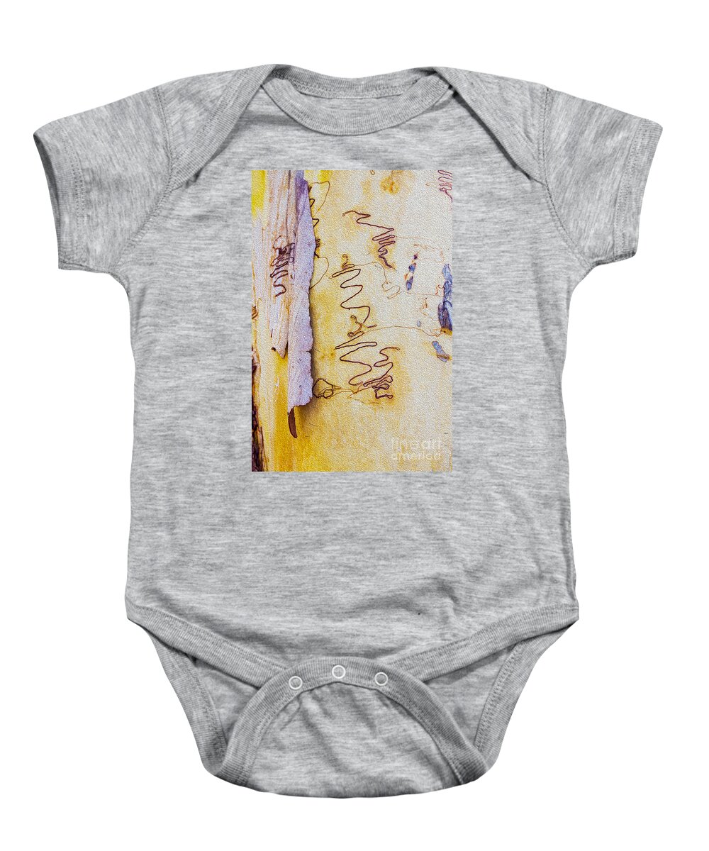 Scribbly Bark Baby Onesie featuring the photograph Scribbly gum bark by Sheila Smart Fine Art Photography