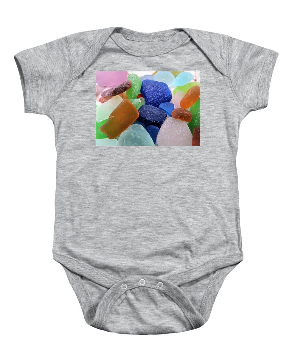 Sea Glass Baby Onesie featuring the photograph Sea Glass of Many Colors by Janice Drew
