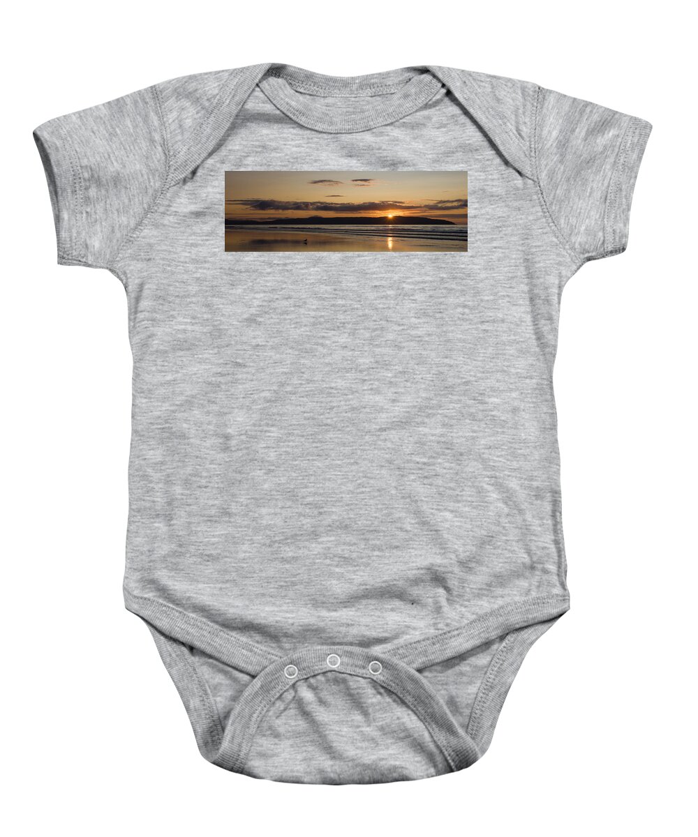 Seagull Baby Onesie featuring the photograph Seagull Sunset by Nigel R Bell