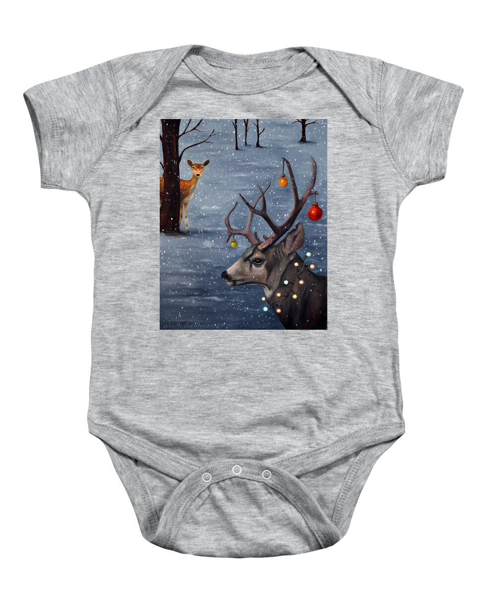 Deer Baby Onesie featuring the painting Seduction by Leah Saulnier The Painting Maniac