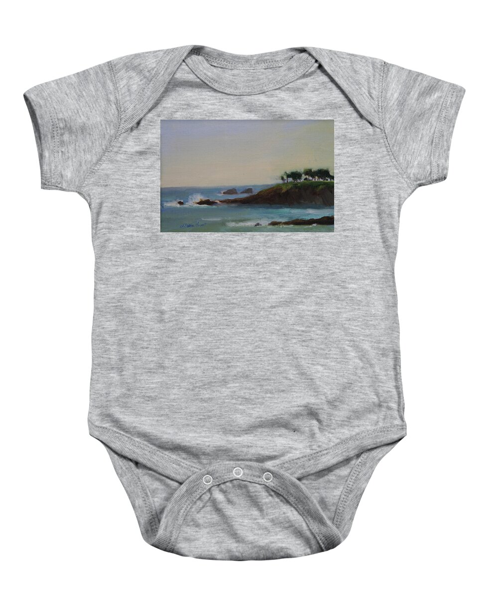 California Coast Baby Onesie featuring the painting Serenity by Maria Hunt