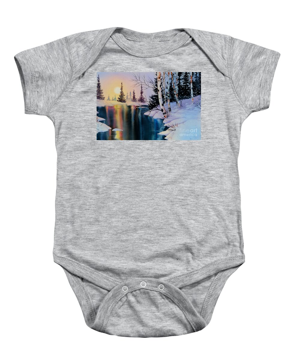 Setting Sun Baby Onesie featuring the painting Setting Sun by Teresa Ascone