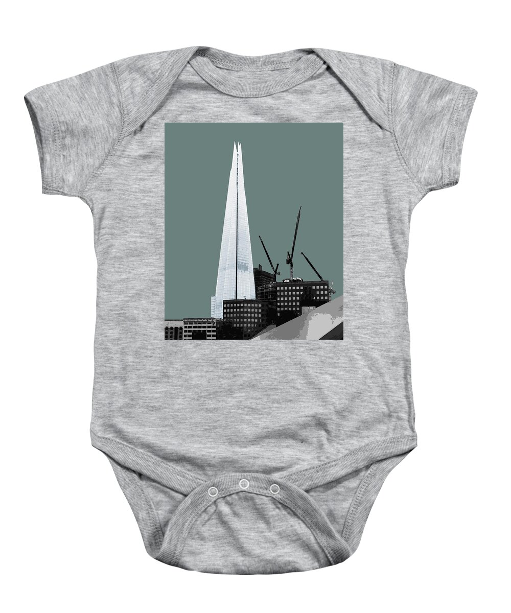 Eye Baby Onesie featuring the mixed media Shard - Blue GREY by BFA Prints