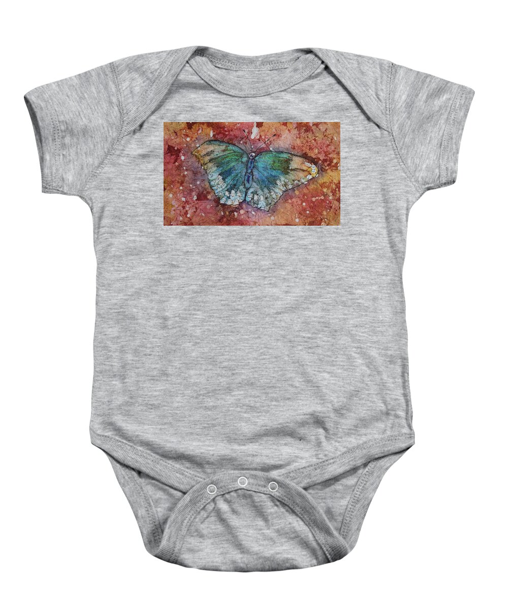 Butterfly Baby Onesie featuring the painting Shimmer wings by Ruth Kamenev