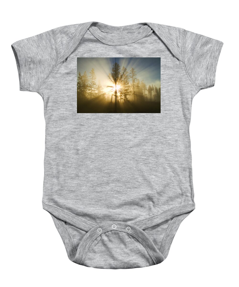 Sunshine Baby Onesie featuring the photograph Shining Through by Peggy Collins