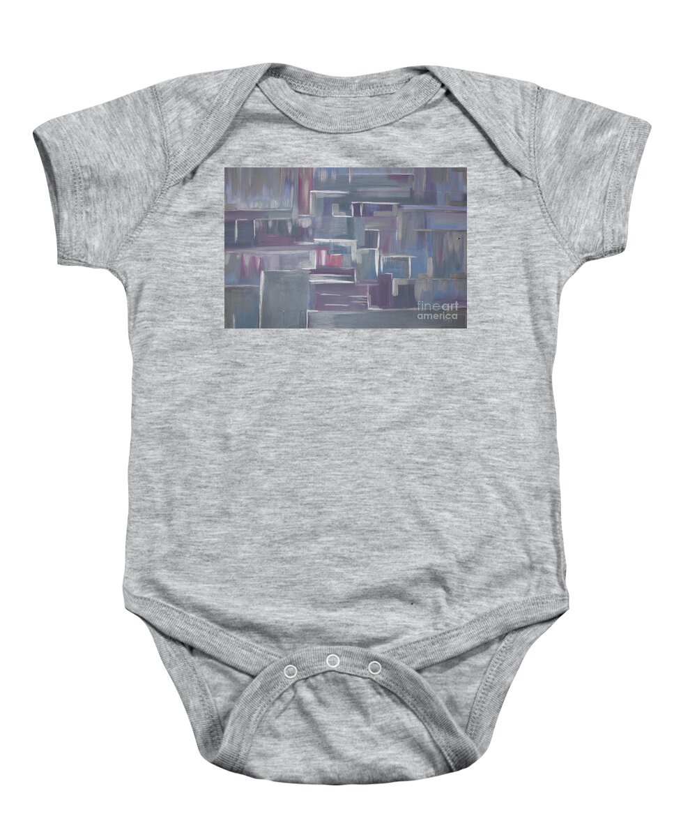 Geometric Baby Onesie featuring the painting Silver Elegance by Stacey Zimmerman
