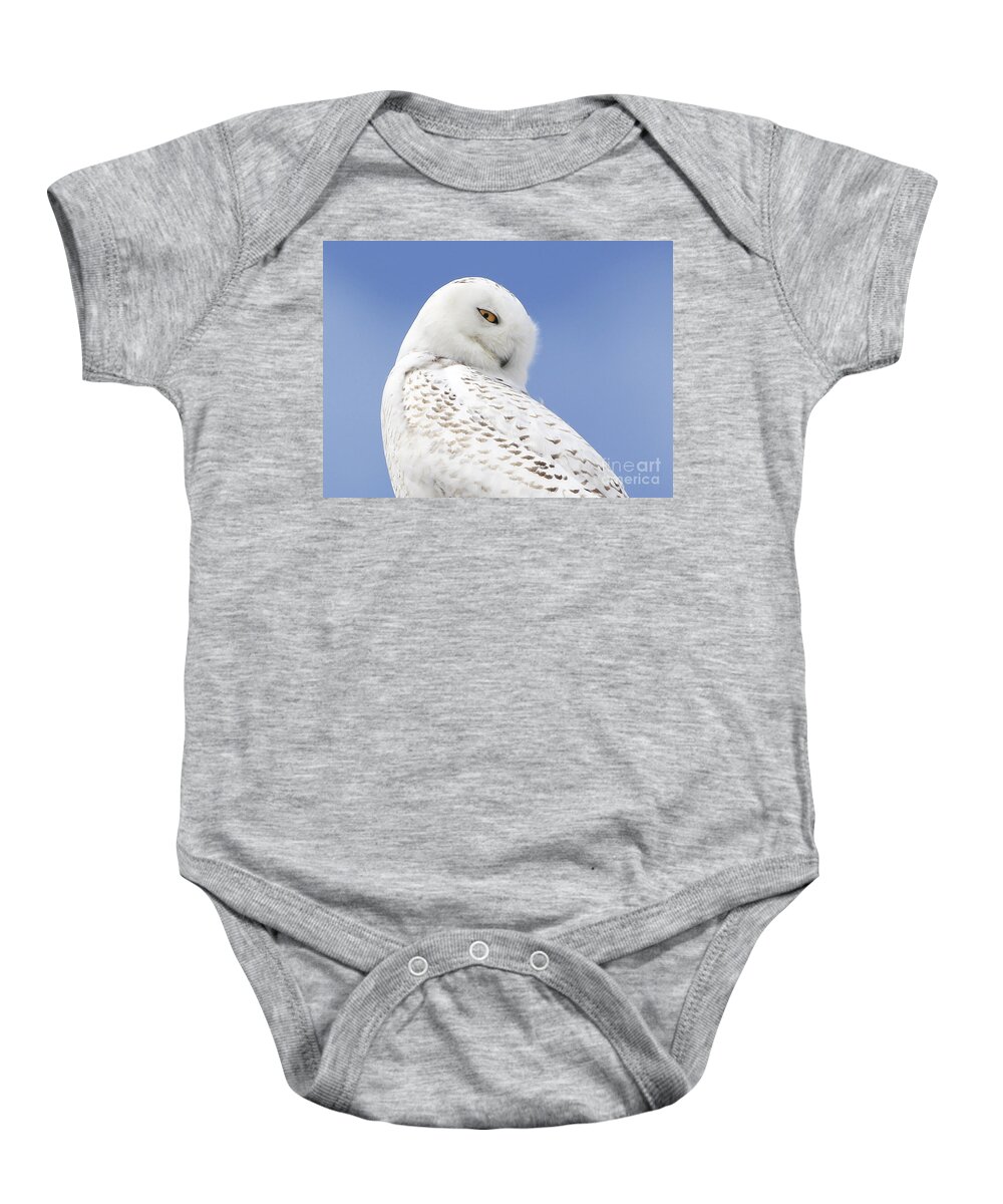 Maine Baby Onesie featuring the photograph Snowy Eyes by Karin Pinkham