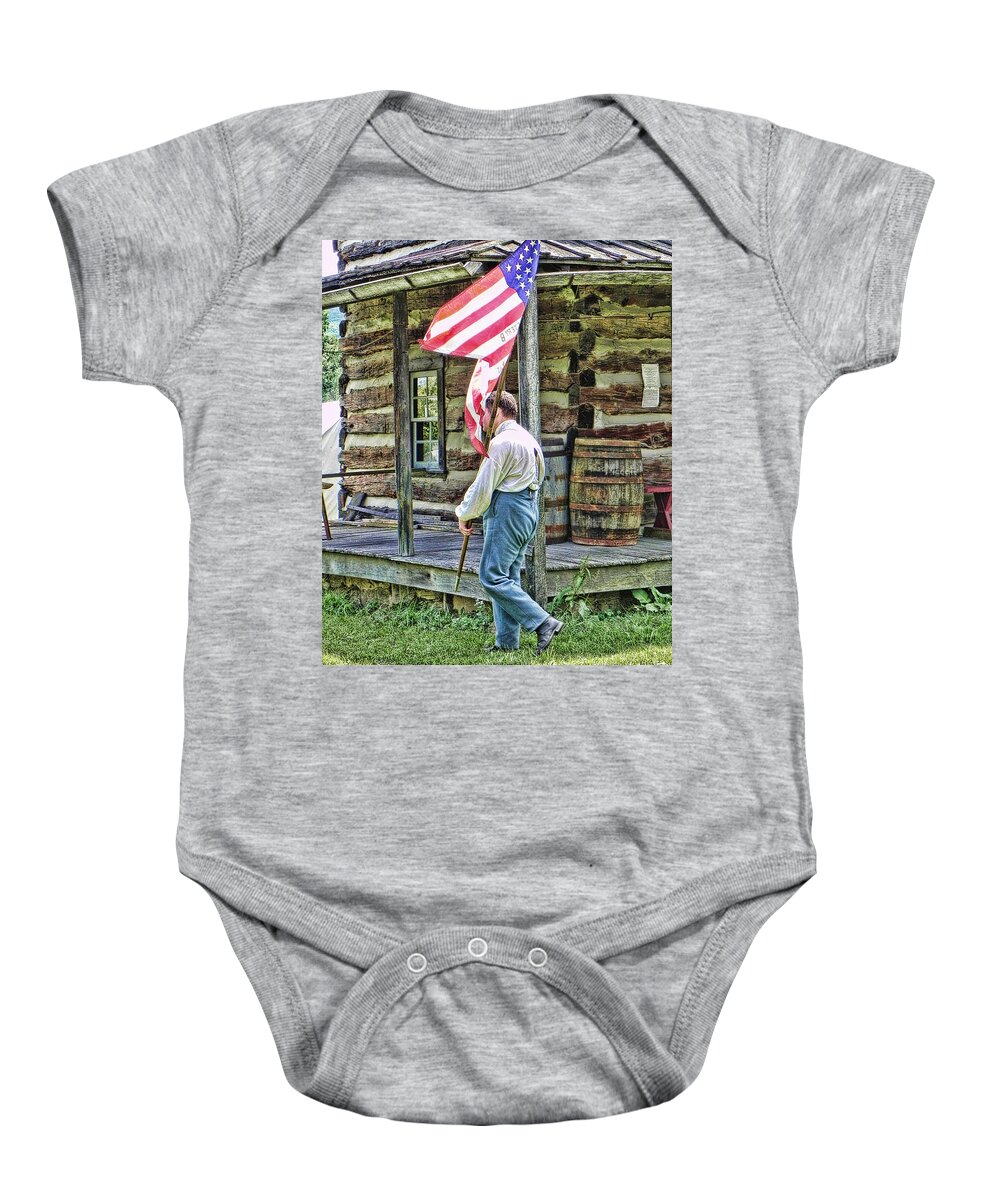 Soldier Baby Onesie featuring the photograph Soldier at Bedford Village PA by Kathy Churchman