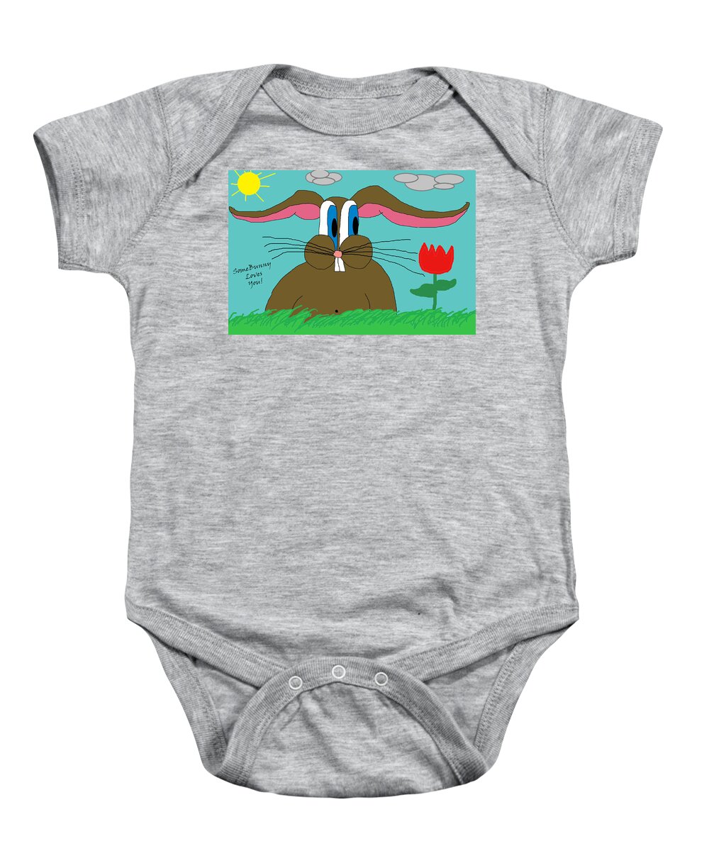 Bunny Baby Onesie featuring the digital art SomeBunny Loves You by Shane Bechler