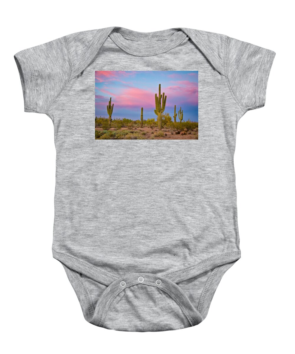 Saguaros Baby Onesie featuring the photograph Southwest Desert Spring by James BO Insogna