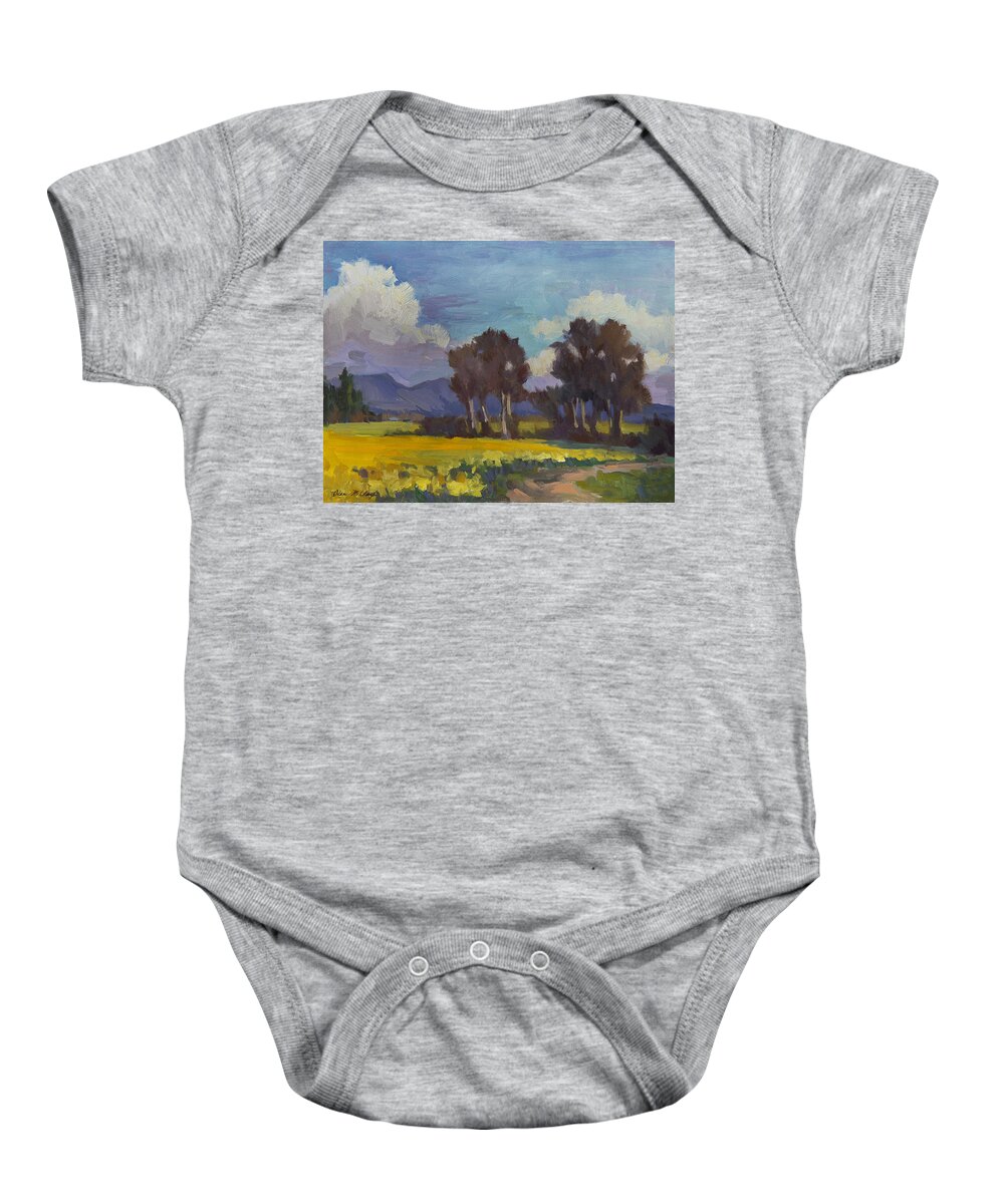 Spring And Daffodils Baby Onesie featuring the painting Spring and Daffodils by Diane McClary