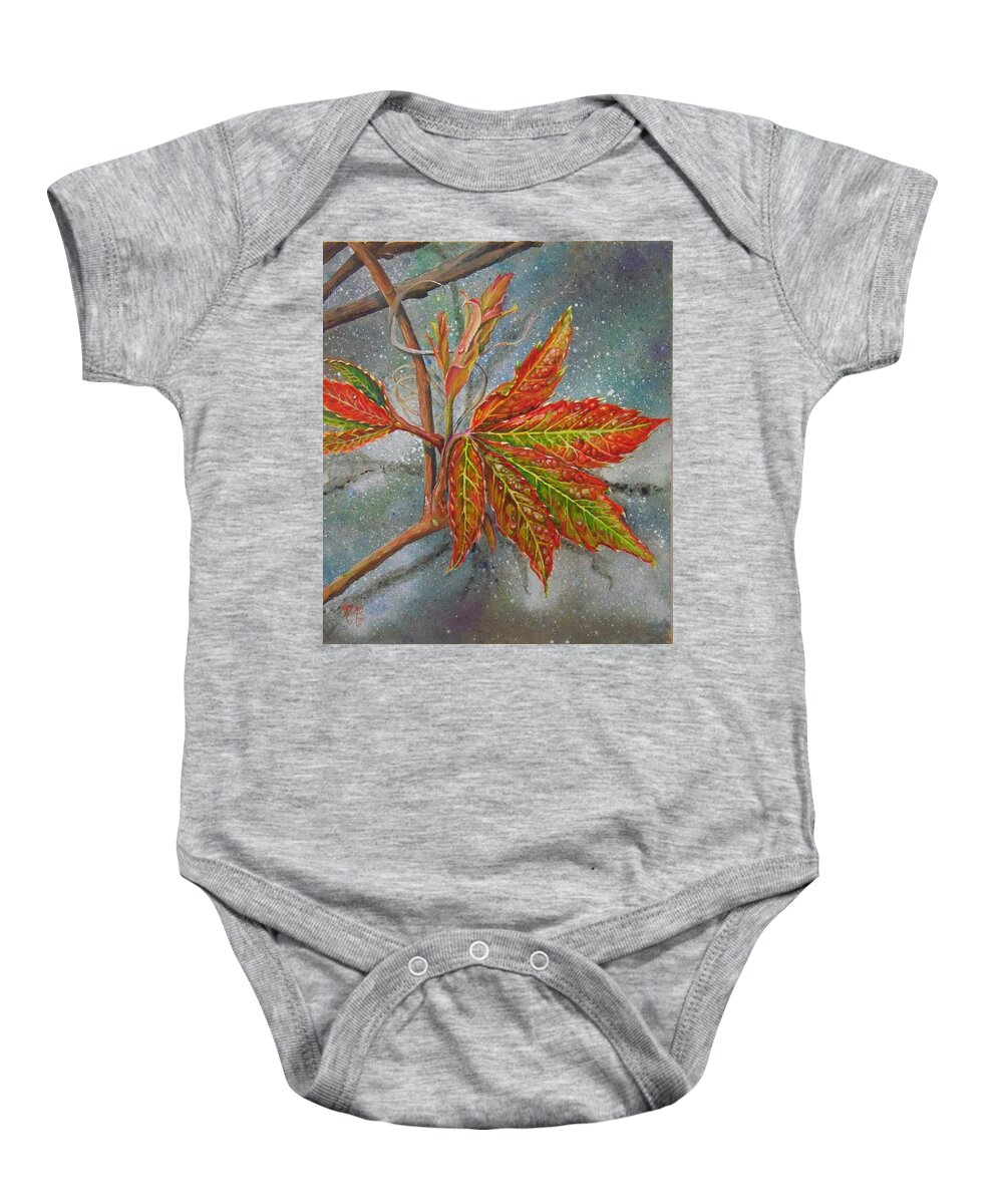 Shenandoah Baby Onesie featuring the painting Spring Virginia Creeper by Nicole Angell