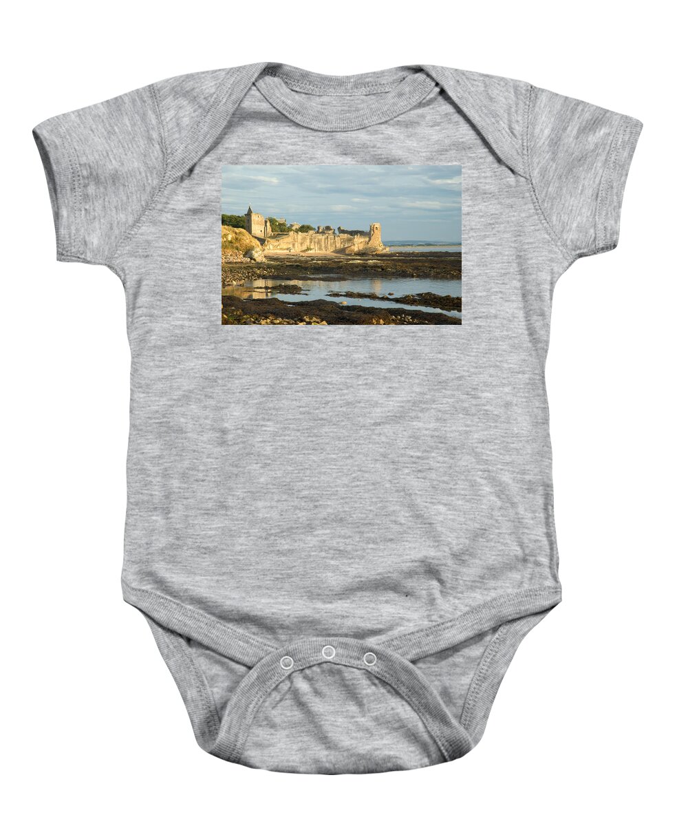 St. Andrews Baby Onesie featuring the photograph St Andrews Castle by Jeremy Voisey