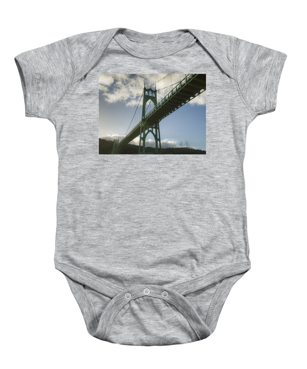 Bubbles Baby Onesie featuring the photograph St Johns Bridge by Jean Noren