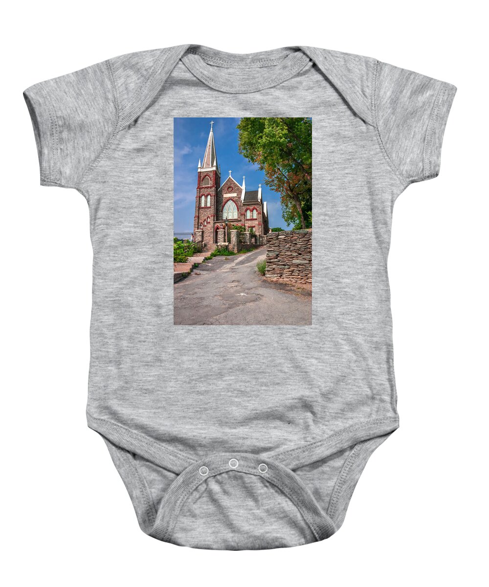 Harpers Ferry Baby Onesie featuring the photograph St Peters Church by Mary Almond