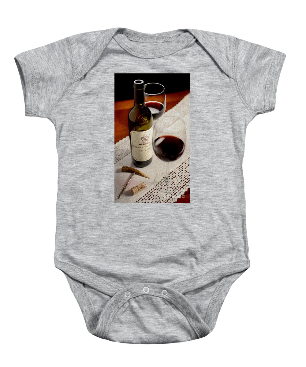 Stags Leap Baby Onesie featuring the mixed media Stags Leap by Jon Neidert