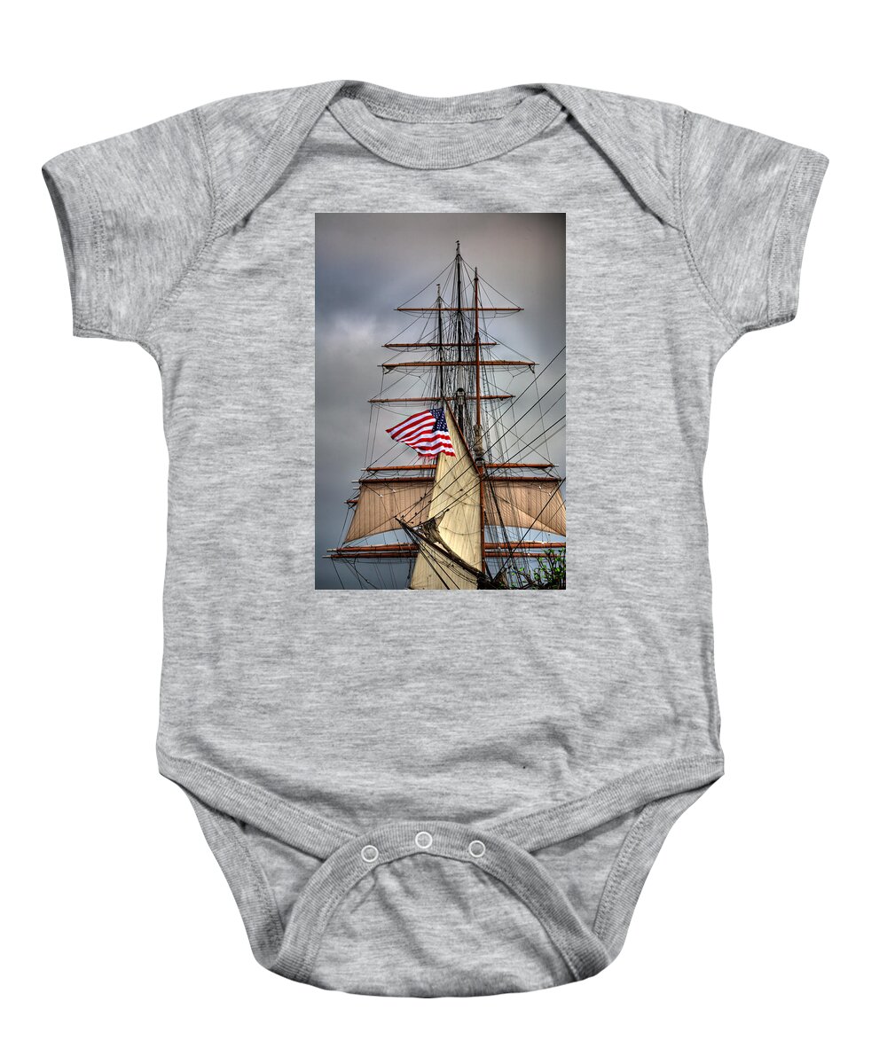 California Baby Onesie featuring the photograph Star of India Stars and Stripes by Peter Tellone