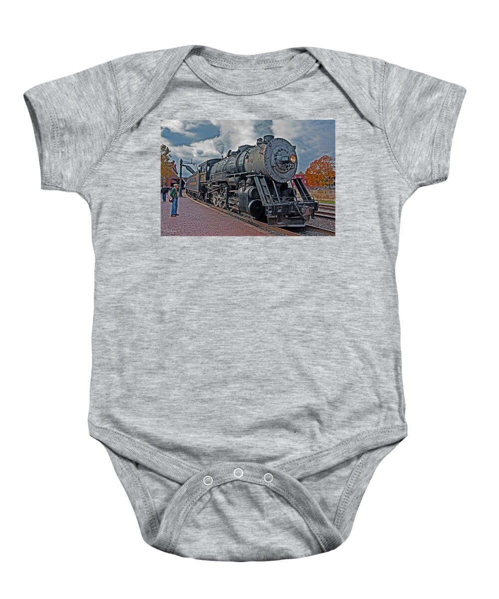 Cumberland Baby Onesie featuring the photograph Steam Engine 734 by Suzanne Stout