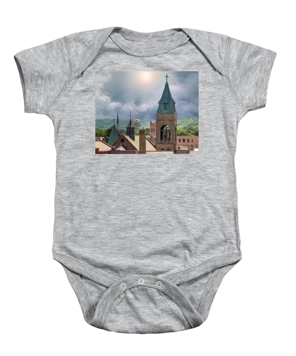 Storm Clouds Baby Onesie featuring the photograph Storm Clouds in Charleston WV by Mary Almond