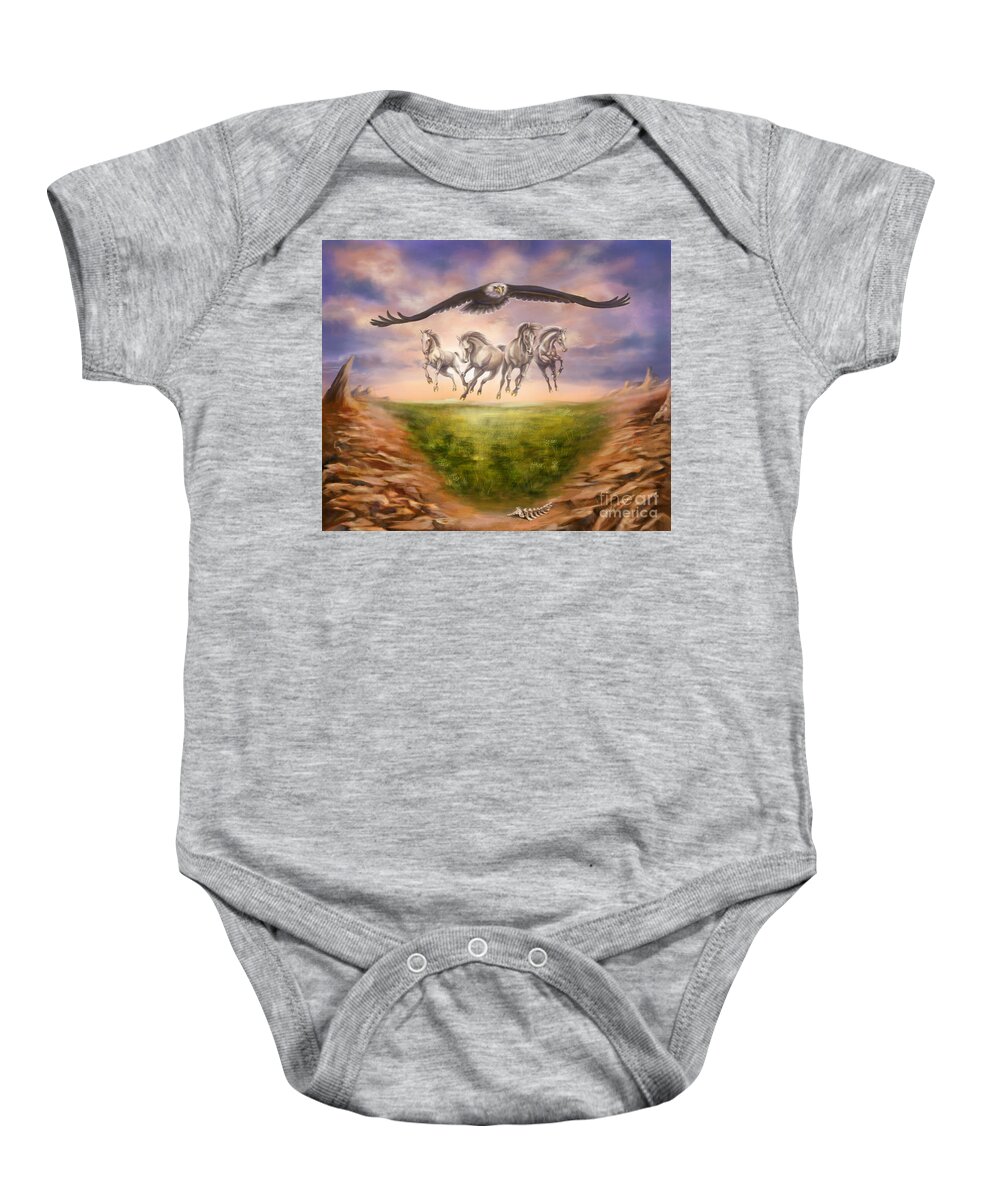 Christian Painting Baby Onesie featuring the painting Strength of the horse by Tamer and Cindy Elsharouni