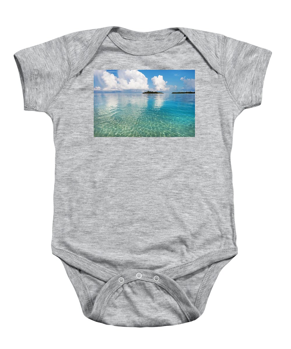 Tropical Baby Onesie featuring the photograph Sunny Invitation For YOU. Maldives by Jenny Rainbow