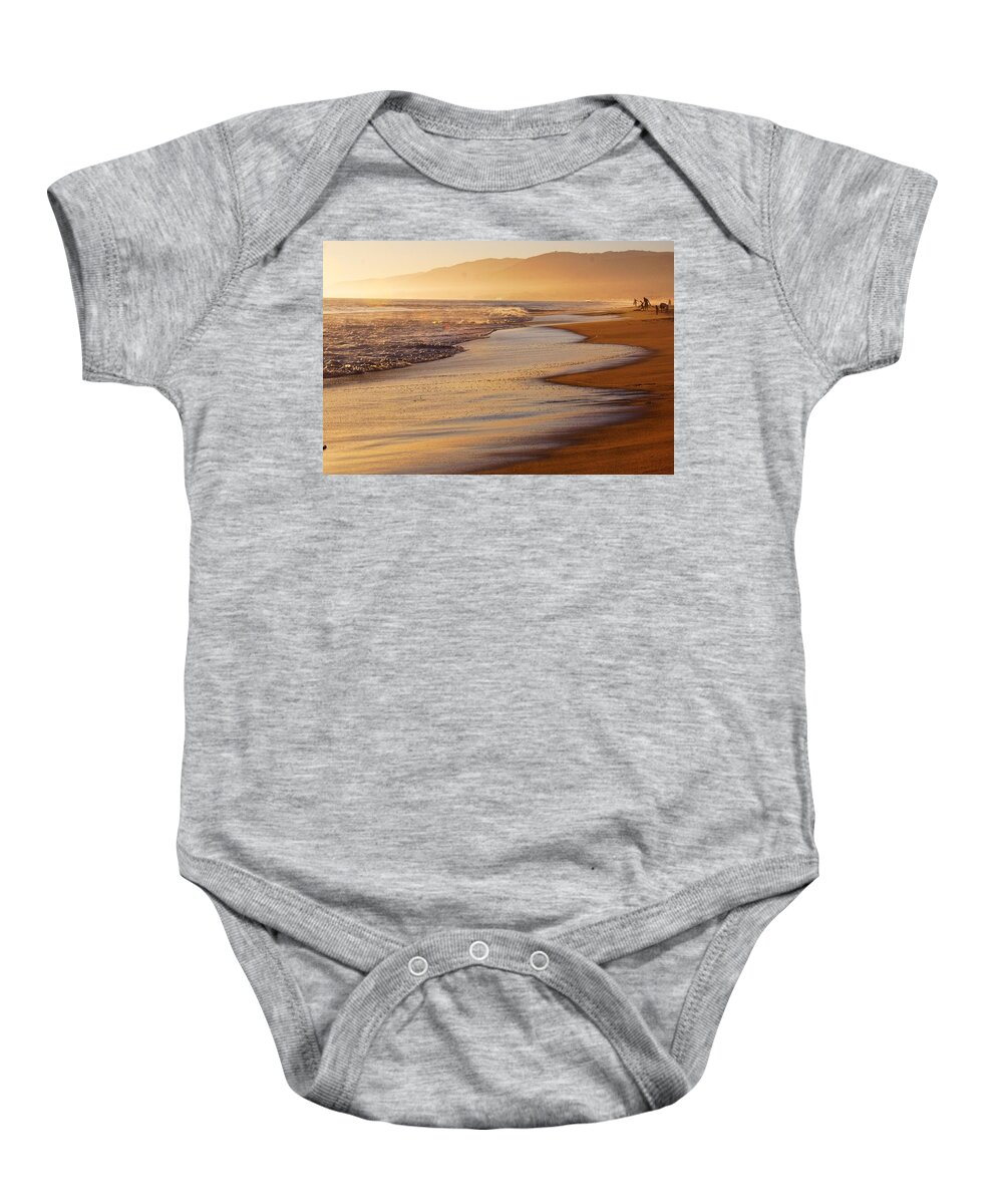 Beach Baby Onesie featuring the photograph Sunset on a Beach by Alexander Fedin